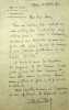 Lettre autographe sign&eacute;e. Paul Fort (1872-1960), po&egrave;te. 
