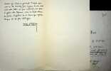 Lettre autographe sign&eacute;e &agrave; Pierre Loewel. Paul Fort (1872-1960), po&egrave;te. 