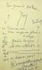 Lettre autographe sign&eacute;e au po&egrave;te et &eacute;diteur Gaston Puel. Yves Salgues (1922-1997), po&egrave;te, &eacute;crivain, journaliste, membre de l'Ecole de Rochefort. 