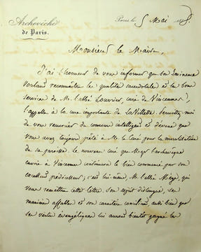 Lettre autographe signée. Georges Darboy (1813-1871), évêque de Nancy puis archevêque de Paris, fusillé par la Commune le 24 mai 1871.