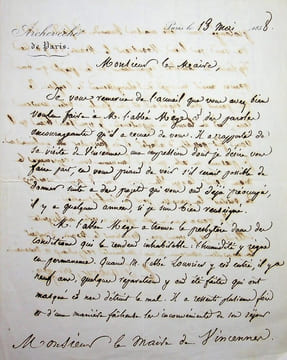 Lettre autographe signée. Georges Darboy (1813-1871), évêque de Nancy puis archevêque de Paris, fusillé par la Commune le 24 mai 1871.