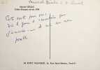 Lettre autographe au po&egrave;te et &eacute;diteur Gaston Puel. Marcel B&eacute;alu (1908-1993), po&egrave;te, &eacute;crivain, libraire de la fameuse librairie disparue &laquo; Le Pont ...