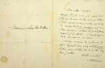 Lettre autographe sign&eacute;e. Pierre Carmouche (1797-1868), po&egrave;te, chansonnier, goguettier, &eacute;crivain. 
