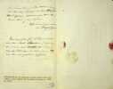 Lettre autographe sign&eacute;e. Jean-Baptiste Sanson de Pongerville (1782-1870), po&egrave;te, &eacute;crivain, traducteur, membre de l'Acad&eacute;mie fran&ccedil;aise. 