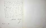 Lettre autographe sign&eacute;e &agrave; Salvandy. Achille Comte (1802-1866), m&eacute;decin, professeur d'histoire naturelle, zoologiste, physiologiste. 