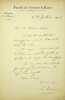 Lettre autographe sign&eacute;e &agrave; l'architecte Henri Paul N&eacute;not. Louis Troost (1825-1911), chimiste, membre de l'Acad&eacute;mie des Sciences dont il sera ...