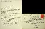 Lettre autographe sign&eacute;e au critique d'art Fran&ccedil;ois Thi&eacute;bault-Sisson. Arthur Chass&eacute;riau (1850-1934), collectionneur, grand donateur du Mus&eacute;e du ...