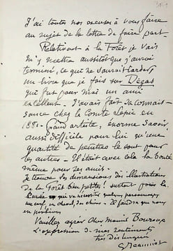 Lettre autographe signée au peintre Paul-Adrien Bouroux. Pierre-Georges Jeanniot (1848-1934), peintre, graveur.