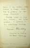 Lettre autographe sign&eacute;e. Raymond Koechlin (1860-1931), journaliste, collectionneur, pr&eacute;sident du conseil des Mus&eacute;es nationaux. 