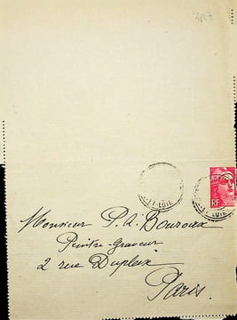 Lettre autographe signée au peintre Paul-Adrien Bouroux. Tigrane Polat (1874-1950), peintre, graveur franco-égyptien.