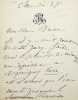 Lettre autographe sign&eacute;e. Philippe Rousseau (1816-1887), peintre. 