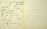 Lettre autographe sign&eacute;e. Philippe Rousseau (1816-1887), peintre. 