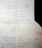 Lettre autographe sign&eacute;e. Gaston Criel (1913-1990), po&egrave;te, &eacute;crivain. 