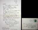 Lettre autographe sign&eacute;e. Gaston Criel (1913-1990), po&egrave;te, &eacute;crivain. 