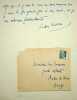 Lettre autographe sign&eacute;e au po&egrave;te Luc Decaunes. Jean Cassou (1897-1986), po&egrave;te, &eacute;crivain, r&eacute;sistant.