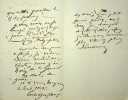 Lettre autographe sign&eacute;e. Emile Deschamps (1791-1871), po&egrave;te. 