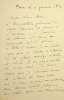 Lettre autographe sign&eacute;e. Constant Moyaux (1835-1911), architecte, grand prix de Rome 1861. 