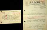 Lettre autographe sign&eacute;e (*2). Maurice Gauchez (1884-1957), &eacute;crivain, po&egrave;te belge.