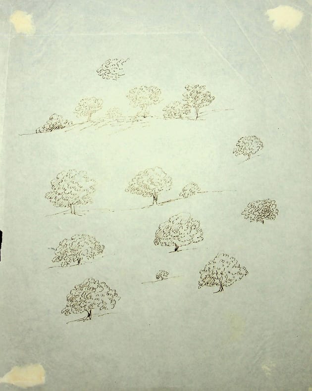 Dessin original &agrave; l'encre . Auguste de Peellaert (1793-1876), officier Belge, peintre, compositeur, &eacute;crivain. 