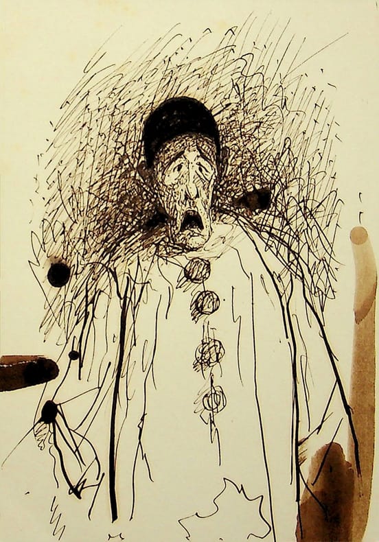 Dessin original &agrave; l'encre . Auguste de Peellaert (1793-1876), officier Belge, peintre, compositeur, &eacute;crivain. 