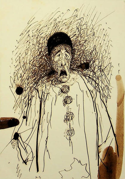 Dessin original &agrave; l'encre . Auguste de Peellaert (1793-1876), officier Belge, peintre, compositeur, &eacute;crivain. 