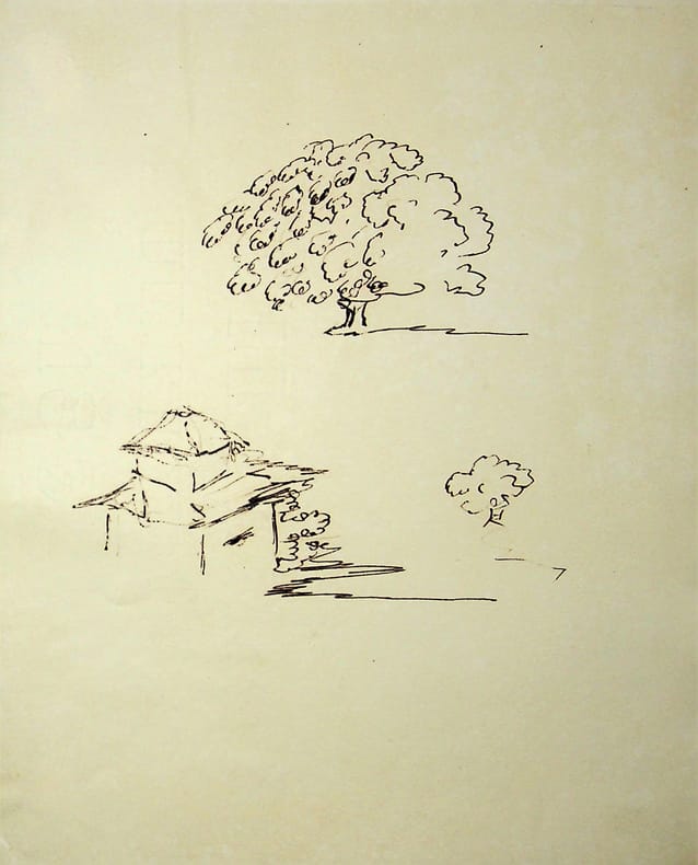 Dessin original &agrave; l'encre . Auguste de Peellaert (1793-1876), officier Belge, peintre, compositeur, &eacute;crivain. 