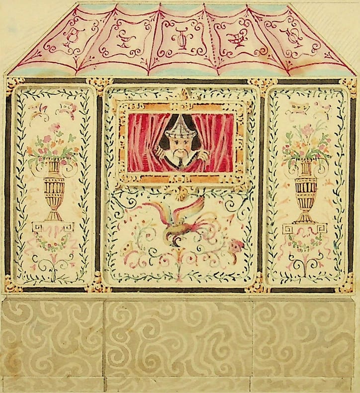 Dessin original - Projet de d&eacute;cor chinois. . Projet de d&eacute;cor chinois. 