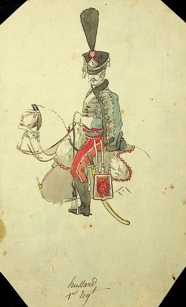 [Napol&eacute;on] Dessin original repr&eacute;sentant un hussard. . [Napol&eacute;on] Dessin original repr&eacute;sentant un hussard. 