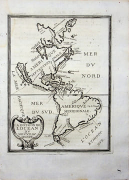 [Philippe Briet, Parallela geographiae veteris et novae] Importante carte représentant la Californie comme une île - La division de l'océan du Nouveau ...