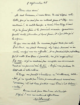 Lettre autographe signée au peintre Paul-Adrien Bouroux. Louis Willaume (1874-1949), peintre, graveur.
