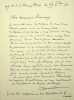 Lettre autographe sign&eacute;e au peintre Paul-Adrien Bouroux. Pierre-Georges Jeanniot (1848-1934), peintre, graveur.