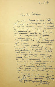Lettre autographe signée au peintre Paul-Adrien Bouroux