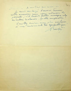 Lettre autographe signée au peintre Paul-Adrien Bouroux