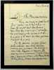 Lettre autographe sign&eacute;e au peintre Paul-Adrien Bouroux. Jean Chaudeurge (1908-1968), graveur, peintre verrier, second prix de Rome 1936 en gravure. 
