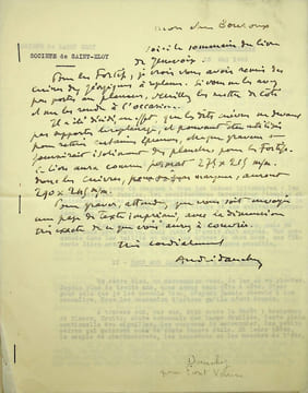 Lettre autographe signée au peintre Paul-Adrien Bouroux. André Dauchez (1870-1948), peintre, graveur, photographie, peintre officiel de la Marine, ...