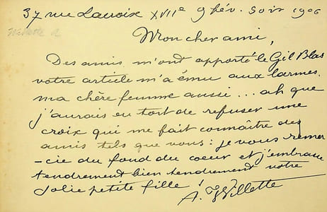 Lettre autographe signée à Louis Vauxcelles