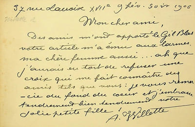 Lettre autographe signée à Louis Vauxcelles