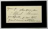 Carte autographe sign&eacute;e &agrave; Armand Silvestre. Alfred Stevens (1823-1906), peintre belge. 