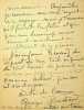 Lettre autographe sign&eacute;e. Georges-Jules Bertrand (1849-1929), peintre. 