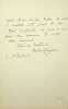 Lettre autographe sign&eacute;e au docteur Jean-Fran&ccedil;ois Robinet. [Positivisme] Richard Congreve (1818-1899), philosophe anglais, figure de proue du ...