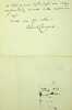 Lettre autographe sign&eacute;e au docteur Jean-Fran&ccedil;ois Robinet. [Positivisme] Richard Congreve (1818-1899), philosophe anglais, figure de proue du ...