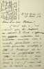 Lettre autographe sign&eacute;e au docteur Jean-Fran&ccedil;ois Robinet. Edward Spencer Beesly (1831-1915), philosophe anglais, historien, militant syndical, ...