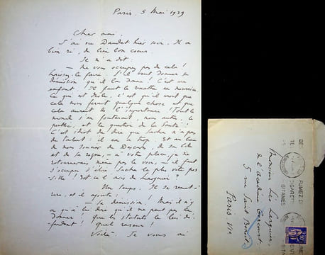 Lettre autographe signée à l'écrivain Léo Larguier. René Benjamin (1885-1948), écrivain, journaliste, prix Goncourt 1915, membre de l'Académie ...