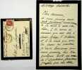 Lettre autographe sign&eacute;e &agrave; l'&eacute;crivain L&eacute;o Larguier. Marthe Allard Daudet (1878-1960), journaliste, &eacute;pouse de L&eacute;on Daudet. 
