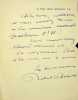 Lettre autographe sign&eacute;e &agrave; l'&eacute;crivain L&eacute;o Larguier. Roland Dorgel&egrave;s (1885-1973), &eacute;crivain, membre de l'Acad&eacute;mie Goncourt.