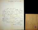 Lettre autographe sign&eacute;e &agrave; l'&eacute;crivain L&eacute;o Larguier. Andr&eacute; Billy (1882-1971), &eacute;crivain, membre de l'Acad&eacute;mie Goncourt. 