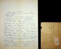 Lettre autographe sign&eacute;e &agrave; l'&eacute;crivain L&eacute;o Larguier. Andr&eacute; Billy (1882-1971), &eacute;crivain, membre de l'Acad&eacute;mie Goncourt. 