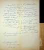 Lettre autographe sign&eacute;e &agrave; l'&eacute;crivain L&eacute;o Larguier. Andr&eacute; Billy (1882-1971), &eacute;crivain, membre de l'Acad&eacute;mie Goncourt. 