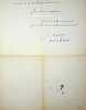 Lettre autographe sign&eacute;e &agrave; l'&eacute;crivain L&eacute;o Larguier. Jean Ajalbert (1863-1947), &eacute;crivain, membre de l'Acad&eacute;mie Goncourt. 