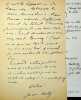 Lettre autographe sign&eacute;e &agrave; l'&eacute;crivain L&eacute;o Larguier. Jean Ajalbert (1863-1947), &eacute;crivain, membre de l'Acad&eacute;mie Goncourt. 